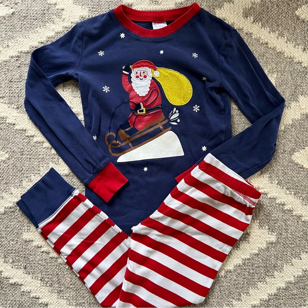Mini Boden Santa Pajama Set with Striped Pants